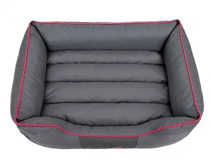 Pelíšek COMFORT šedý s červeným lemem Oxford – Hobby Dog Pelíšek COMFORT šedý s červeným lemem Oxford – pohled shora