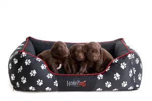 Pelíšek PRESTIGE černý vzor tlapky Cordura – Hobby Dog Pelíšek PRESTIGE černý vzor tlapky Cordura + štěňata
