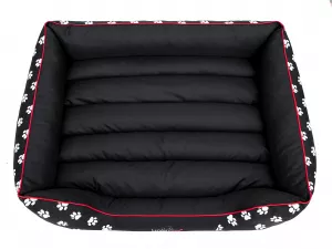 Pelíšek PRESTIGE černý vzor tlapky Cordura – Hobby Dog Pelíšek PRESTIGE černý vzor tlapky Cordura – pohled shora