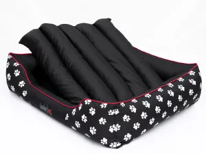 Pelíšek PRESTIGE černý vzor tlapky Cordura – Hobby Dog Pelíšek PRESTIGE černý vzor tlapky Cordura – oddělitelná poduška