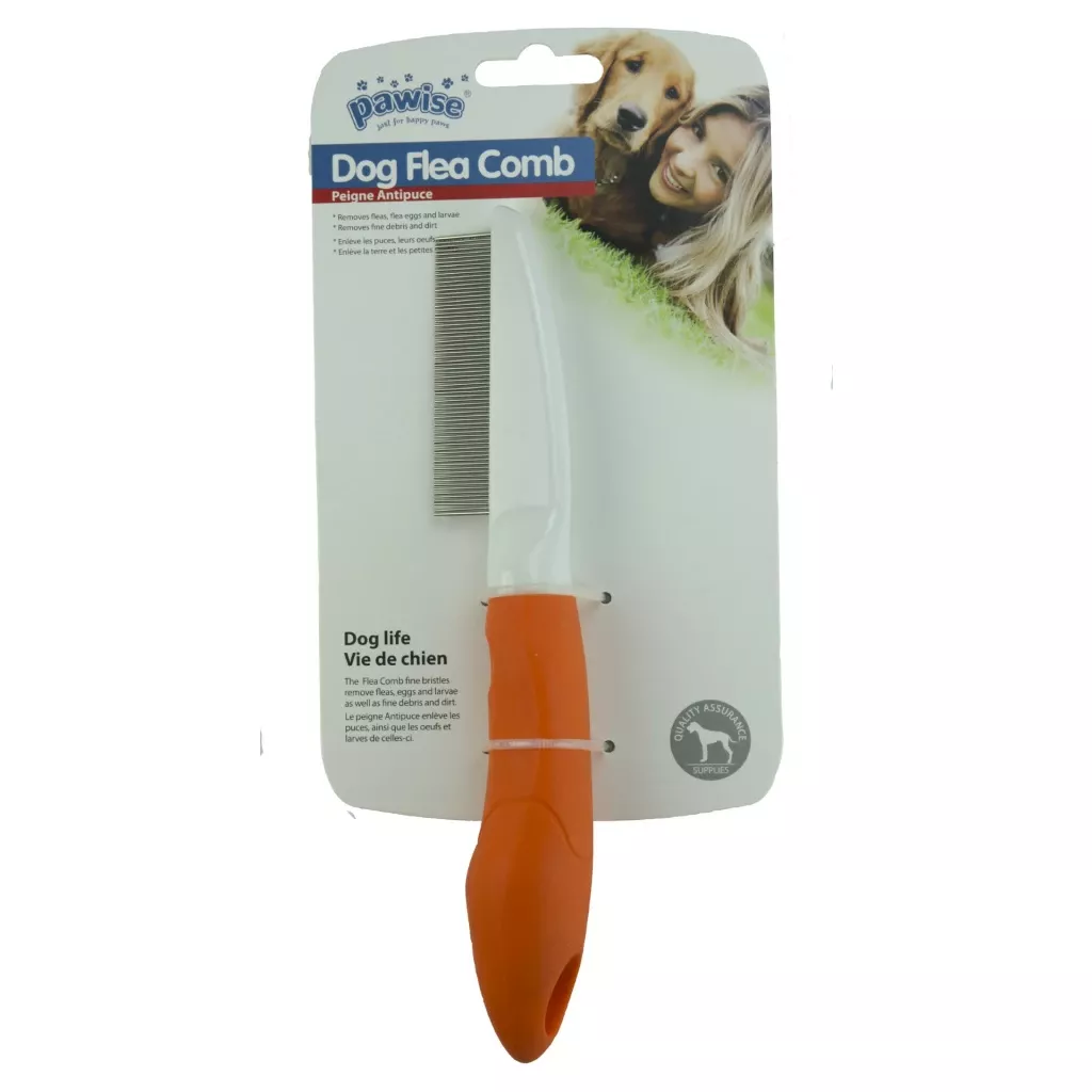 Pawise Dog Flea Comb hřeben na nečistoty a blechy oranžový