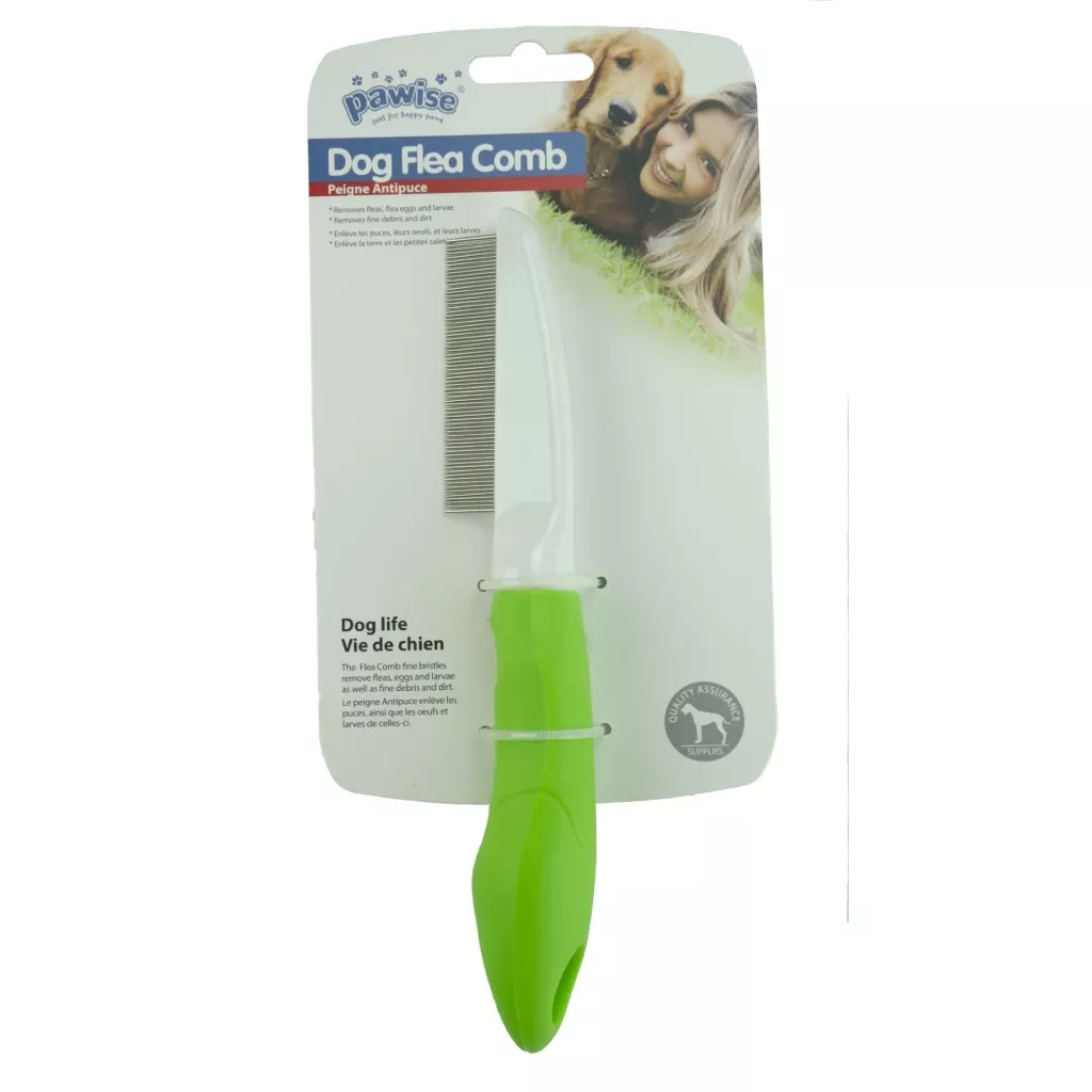 Pawise Dog Flea Comb hřeben na nečistoty a blechy zelený